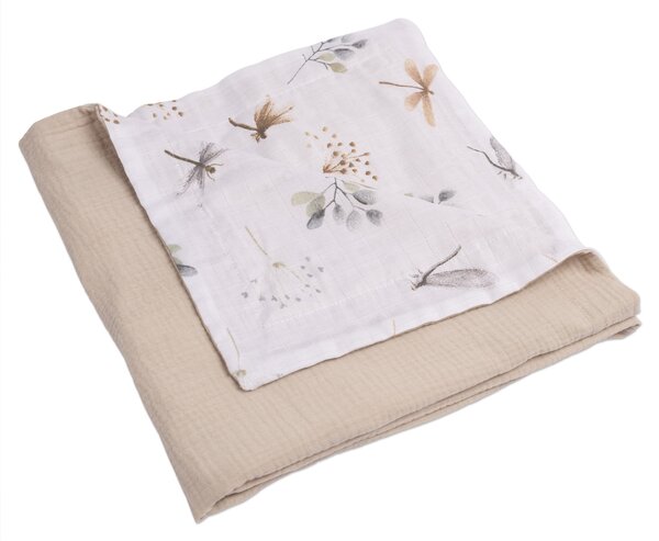 Paturica de vara din muselina dubla 110x75 cm Kidizi Dragonfly, bumbac 100%