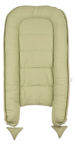 Cosulet bebelus pentru dormit din tesatura de in Kidizi Baby Nest Cocoon 90x50 cm Olive