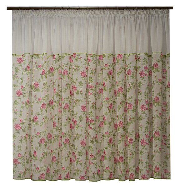 Perdea Velaria in ivory cu flori, 460x155 cm