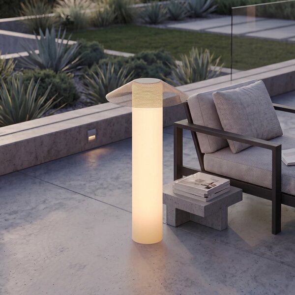 Lucande Lampă LED de terasă ZAMIRAS, 110 cm, argintiu, IP65, Gri, Aluminiu, Design