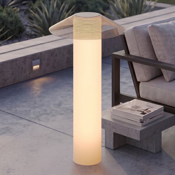Lucande Lampă LED de terasă ZAMIRAS, 110 cm, argintiu, IP65, Gri, Aluminiu, Design