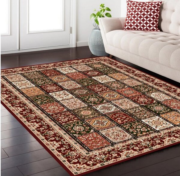 Covor Timbre 1518-120, Marime 60 x 110 cm, Rosu, Inaltime Fir 8 mm, Antialergic, Polipropilena, Living, Dormitor, Sufragerie, Birou 60 x 110