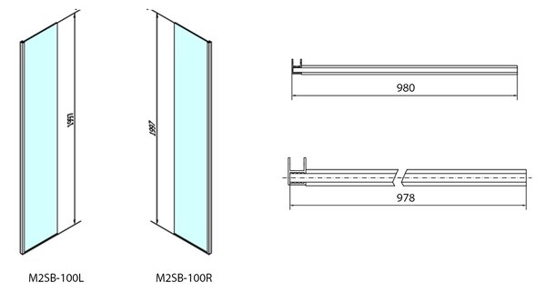 Polysan Polysan, panou suplimentar DUȘ MODULAR pentru instalare pe peretele modulului 2, 1000 mm, dreapta, MS2B-100R