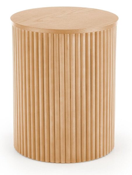 Măsuță laterală Houston 1223Maro deschis, 5cm, Furnir din lemn natural, MDF, Rotund