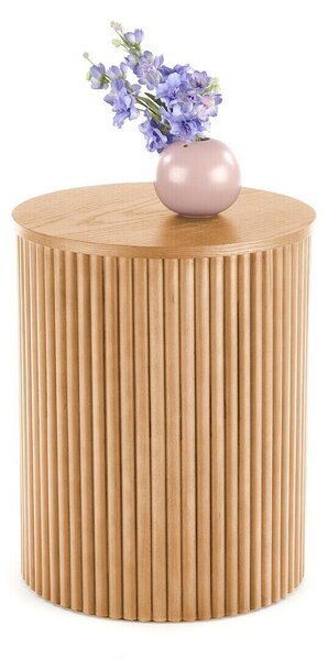 Măsuță laterală Houston 1223Maro deschis, 5cm, Furnir din lemn natural, MDF, Rotund