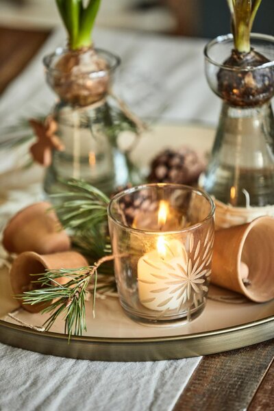 IB Laursen Sfesnic din sticla cu decor alama BRASS