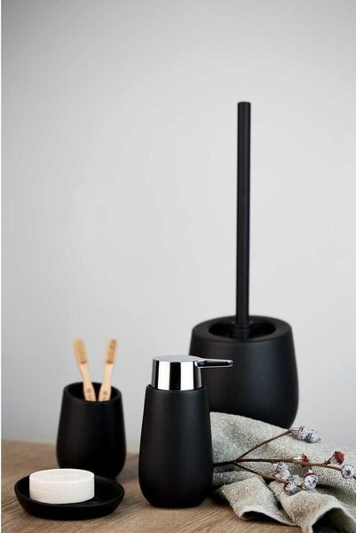 Perie de WC negru-mat din ceramică Badi – Wenko