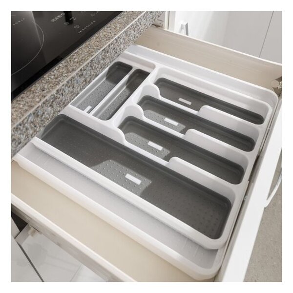 Organizator de tacâmuri alb/gri din plastic 58,5 x 41,5 cm – Addis