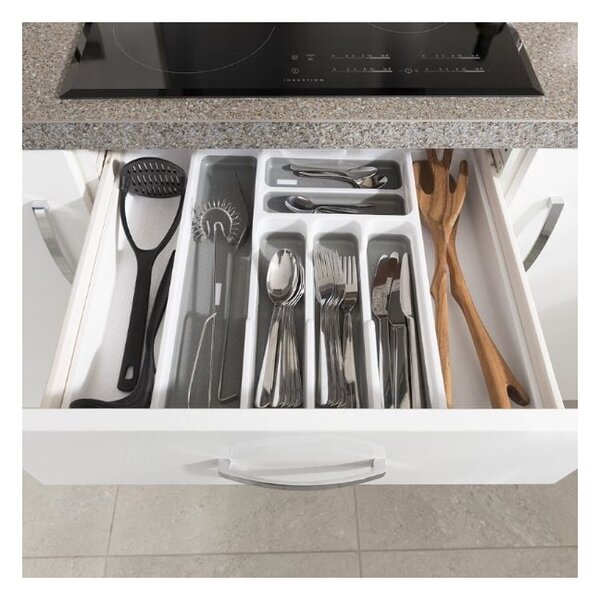 Organizator de tacâmuri alb/gri din plastic 58,5 x 41,5 cm – Addis