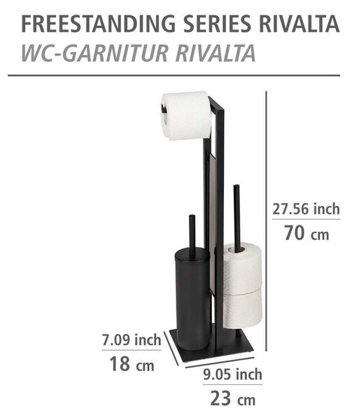 Suport pentru hârtie igienică negru mat din oțel Rivalta – Wenko