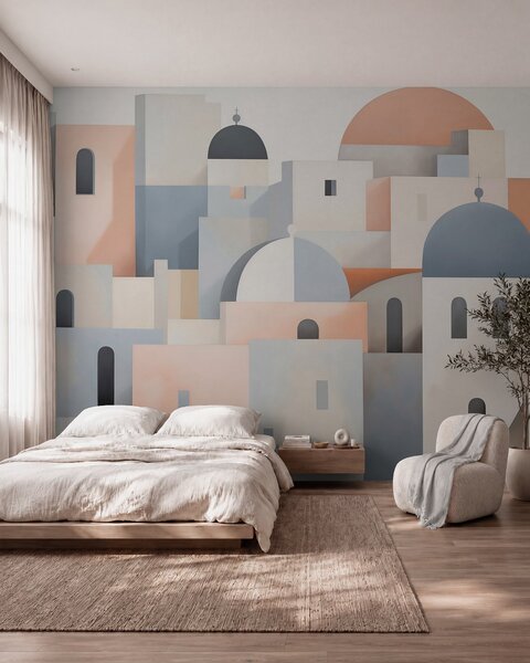 Tapet Silueta abstractă a orașului, Fototapet orașe și țări, w05780 : Uwalls.ro