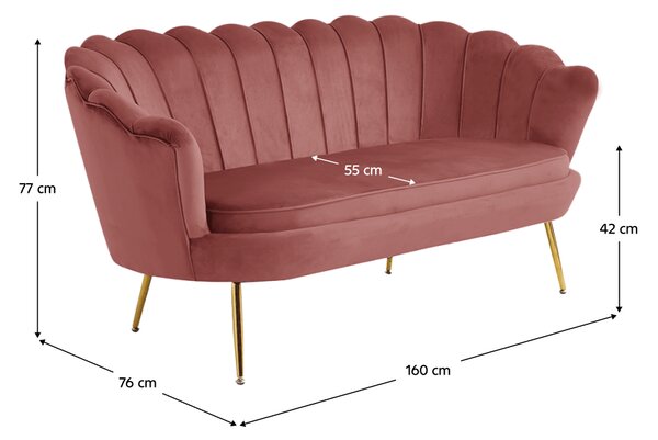 KONDELA Canapea de lux, 2,5 locuri, roz / auriu, Art-deco, NOBLIN