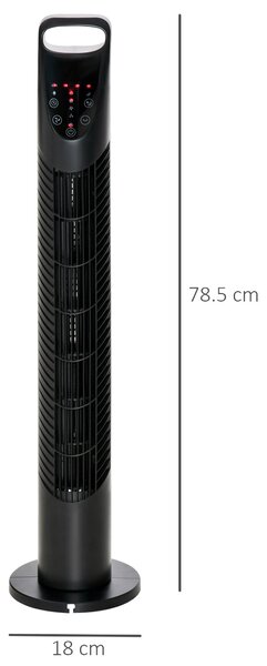 HOMCOM Ventilator Oscilant cu Telecomandă, 3 Nivele Viteză, Reglabil, Design Modern, Ф18x78.5cm, Negru | Aosom Romania