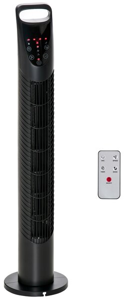 HOMCOM Ventilator Oscilant cu Telecomandă, 3 Nivele Viteză, Reglabil, Design Modern, Ф18x78.5cm, Negru | Aosom Romania