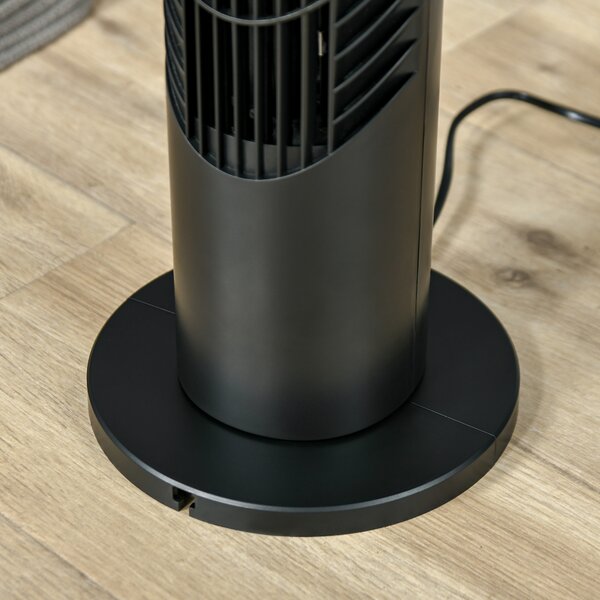 HOMCOM Ventilator Oscilant cu Telecomandă, 3 Nivele Viteză, Reglabil, Design Modern, Ф18x78.5cm, Negru | Aosom Romania