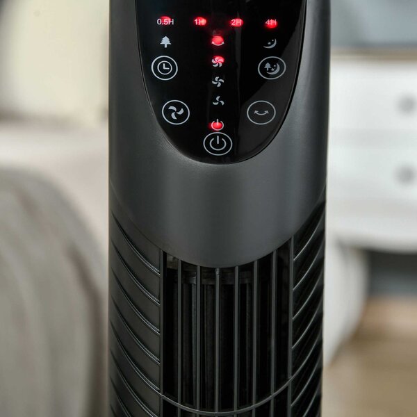 HOMCOM Ventilator Oscilant cu Telecomandă, 3 Nivele Viteză, Reglabil, Design Modern, Ф18x78.5cm, Negru | Aosom Romania