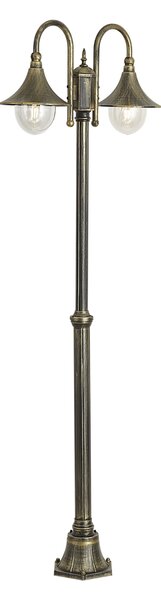 Felinar clasic de exterior negru cu auriu antic 200cm 2 lumini IP44 - Daphne