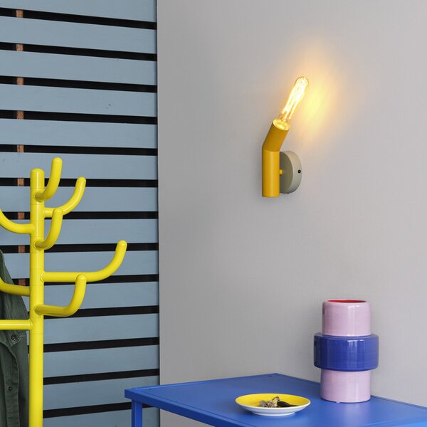 OSRAM Aplică Decor Straw, 1 bec, gri/galben, oțel, E27, reglabil, Gri, Camera de zi / sufragerie, Metal, Modern