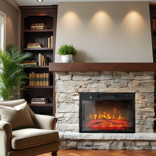 Focar electric 3D incorporabil ElectricSun Clasic 23 inch, cu sunet, 3 culori, Wi-Fi cu APP internet, L59xH44cm