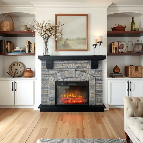 Semineu electric 3D ElectricSun GREYSTONE, cu sunet, 3 culori, Wi-Fi cu APP internet, L115xH102cm
