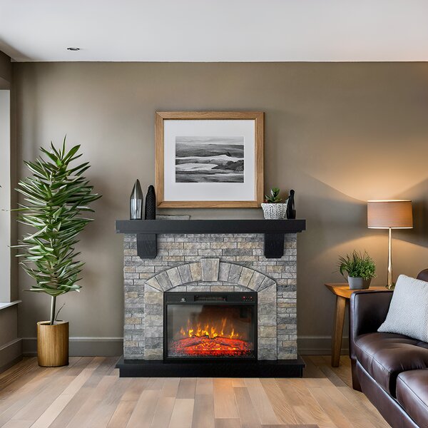 Semineu electric 3D ElectricSun GREYSTONE, cu sunet, 3 culori, Wi-Fi cu APP internet, L115xH102cm