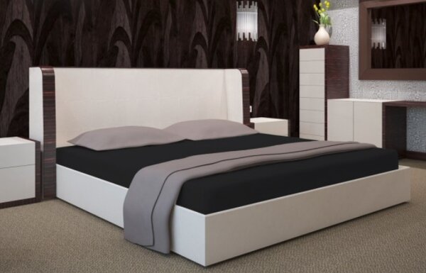 Cearșaf de pat negru cu bandă de cauciuc Lăţime: 180 cm | Lungime: 200 cm