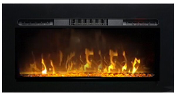 Semineu electric 3D ElectricSun PAULA GLASS negru XS, pe perete, podea sau incorporabil, cu sunet, 10 culori, Wi-Fi cu APP internet, L102xH45cm