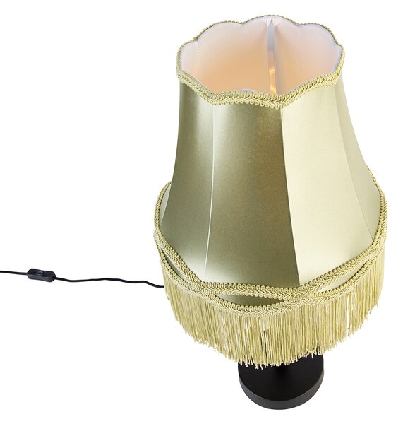 Lampă de masă clasică neagră cu abajur verde Granny 30 cm - Simplo