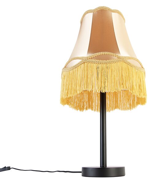 Lampă de masă clasică neagră cu abajur auriu Granny 30 cm - Simplo