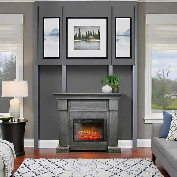 Semineu electric decorativ ElectricSun MONTENEGRO gri, cu incalzire, sunet, 3 culori, cu APP internet, L127xH107cm (Resigilat)