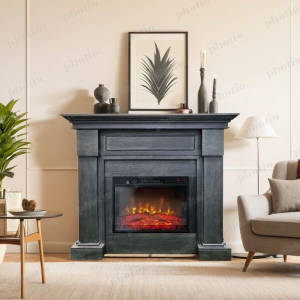 Semineu electric decorativ ElectricSun MONTENEGRO gri, cu incalzire, sunet, 3 culori, cu APP internet, L127xH107cm (Resigilat)