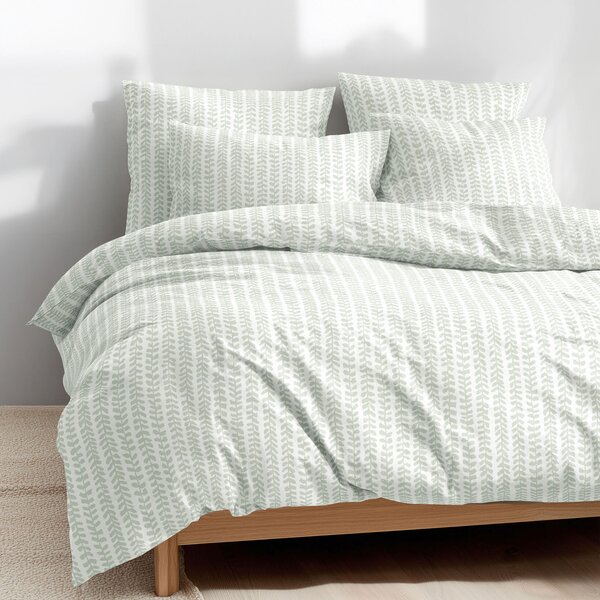 Goldea lenjerie de pat 100% bumbac - frunze scandinave 150 x 200 și 50 x 60 cm