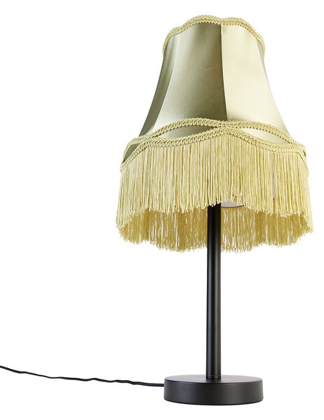 Lampă de masă clasică neagră cu abajur verde Granny 30 cm - Simplo