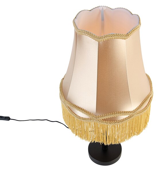 Lampă de masă clasică neagră cu abajur auriu Granny 30 cm - Simplo