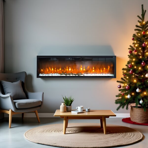 Semineu incorporabil 3D ElectricSun VERSALYS Mediu, pe perete, podea sau incorporabil, cu sunet, 10 culori, Wi-Fi cu APP internet, L153xH41cm