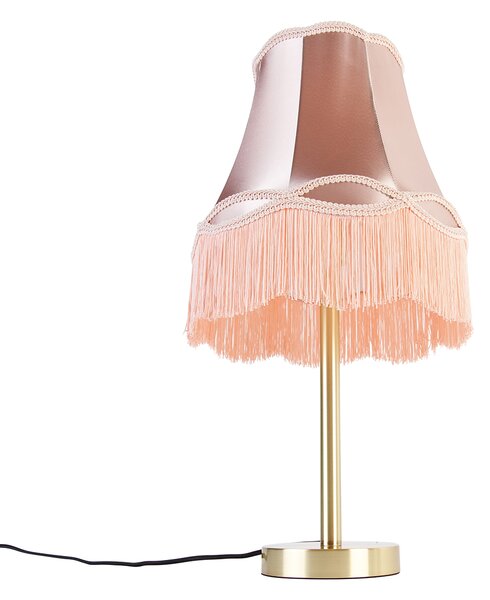 Lampă de masă clasică din alamă cu abajur Granny roz 30 cm - Simplo