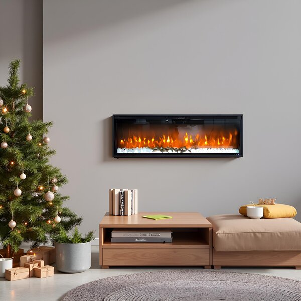 Semineu electric decorativ ElectricSun VERSALYS XS, pe perete, podea sau incorporabil, cu sunet, 10 culori, Wi-Fi cu APP internet, L100xH41cm