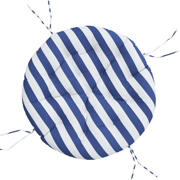 Pernă rotundă dungi albastre/albe, Ø100 x11 cm, textil Oxford