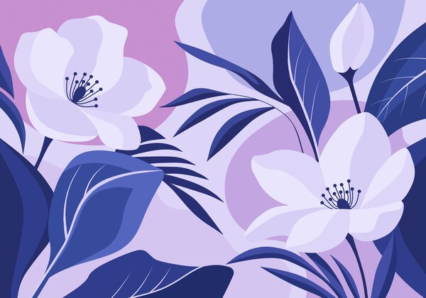 Fototapet Eleganță florală în nuanțe delicate, Fototapet flori, Fototapet populare, t01045v1 - Tapeko.ro