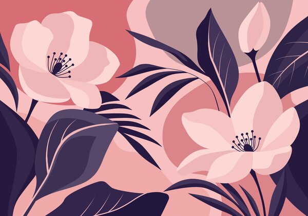 Fototapet Eleganță florală pe un fundal delicat, Fototapet flori, Fototapet populare, t01045v2 - Tapeko.ro