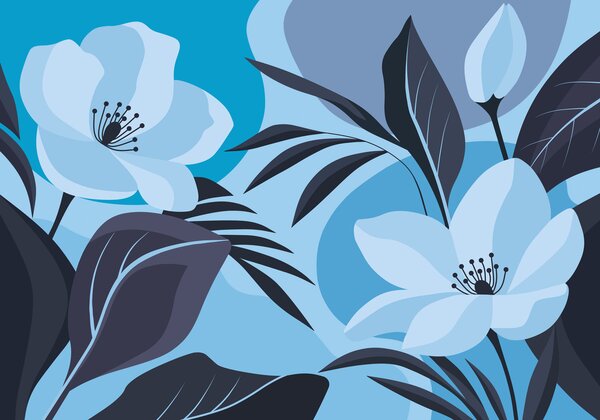 Fototapet Eleganță florală în nuanțe liniștitoare, Fototapet flori, Fototapet populare, t01045v3 - Tapeko.ro
