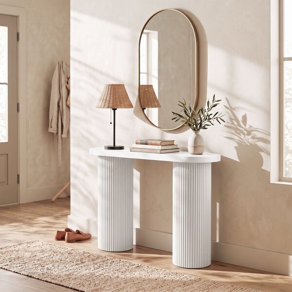 HOMCOM Consolă modernă îngustă cu spațiu ascuns, 103 cm, alb | Aosom Romania