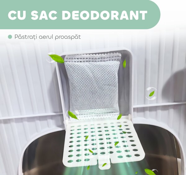 PawHut Litieră Închisă pentru Pisici cu 2 Uși și Tavă Detașabilă, 40,5x52,5x42,5 cm, Gri | Aosom Romania