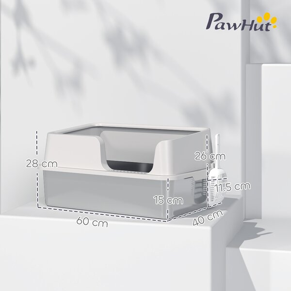 PawHut Litieră Inox, Bord Detasabil, Antimiros | Aosom Romania