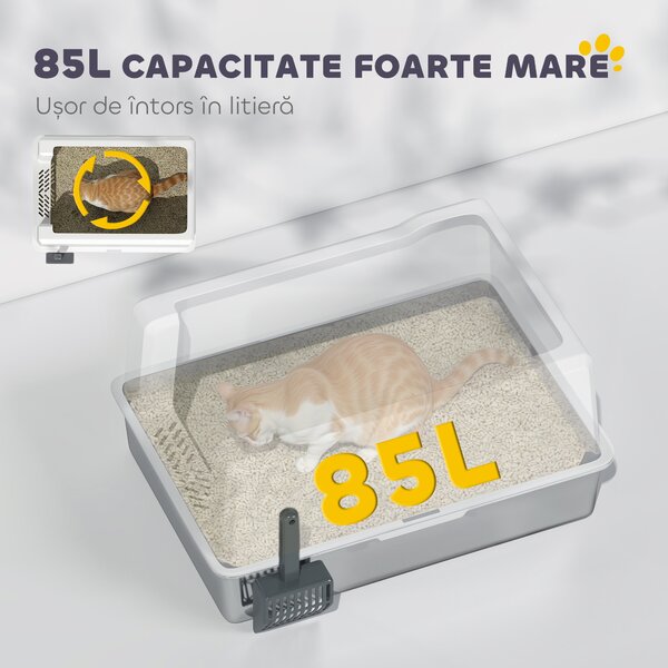 PawHut Litieră pentru Pisici Impermeabilă cu Tavă și Paletă, Alb | Aosom Romania