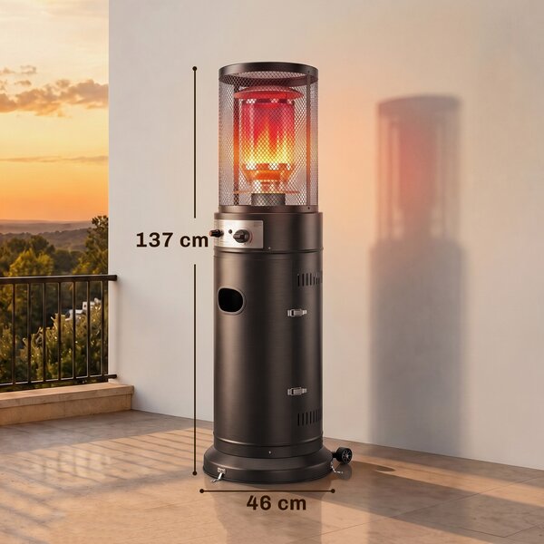 Outsunny Încălzitor de Terasă pe Gaz 11 kW, Portabil, cu Roți, Negru | Aosom Romania