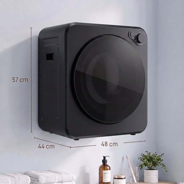 HOMCOM Mini Uscător Rufe Portabil 2,5Kg, 5 Programe, 800W, Încărcare Frontală, Negru | Aosom Romania