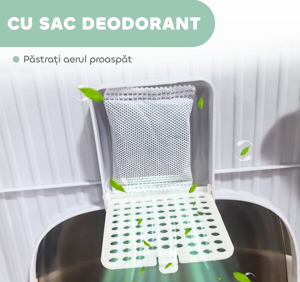 PawHut Litieră pentru Pisici Închisă cu 2 Uși, Tavă și Deodorizant, Verde | Aosom Romania