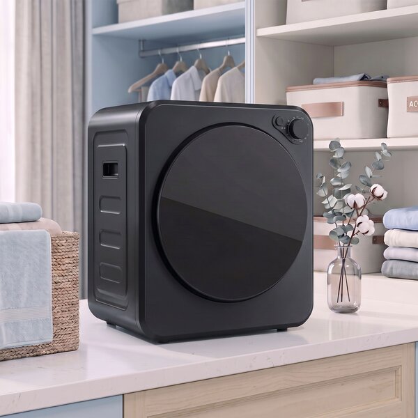 HOMCOM Mini Uscător Rufe Portabil 2,5Kg, 5 Programe, 800W, Încărcare Frontală, Negru | Aosom Romania