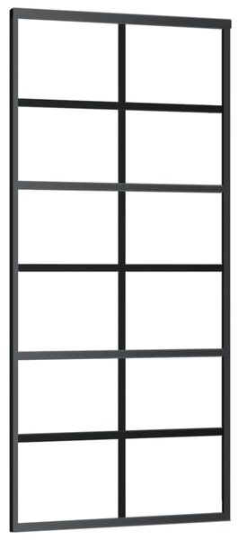 Ușă glisantă, negru, 90x205 cm, sticlă ESG și aluminiu